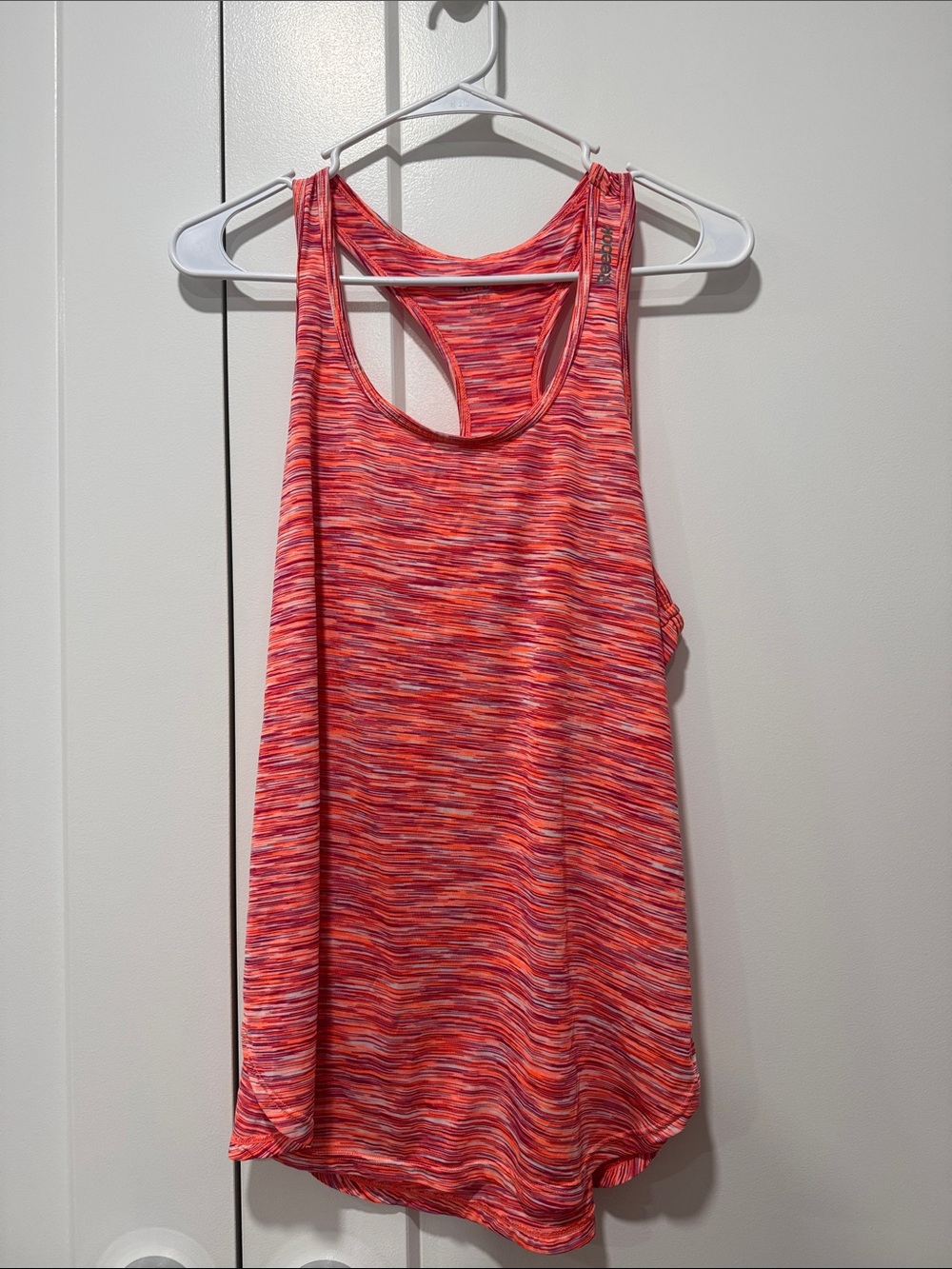Reebok Coral-Pink Space-Dye Racerback Tank